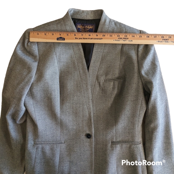 Whip-o-Will Skirt Suit Women's Sz 12 Gray Herringbone 2 Piece Vintage Work Wear - Picture 5 of 16